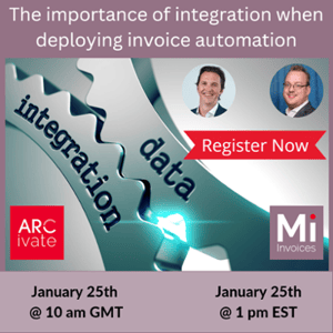 Join our Mi Invoices webinar to hear Jason Howard and Duncan Coyle discussing how important integration is when deploying invoice automation into Oracle E-Business Suite or ERP Cloud (Fusion) - January 25th @ 10am GMT or @ 1pm EST Register now
