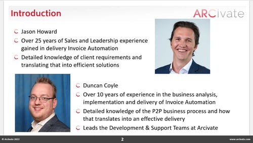 Podcast Introductions From Jason and Duncan on Purchase to Pay Automated Invoice Processing Best Practice recommendations for AP Supplier Communications