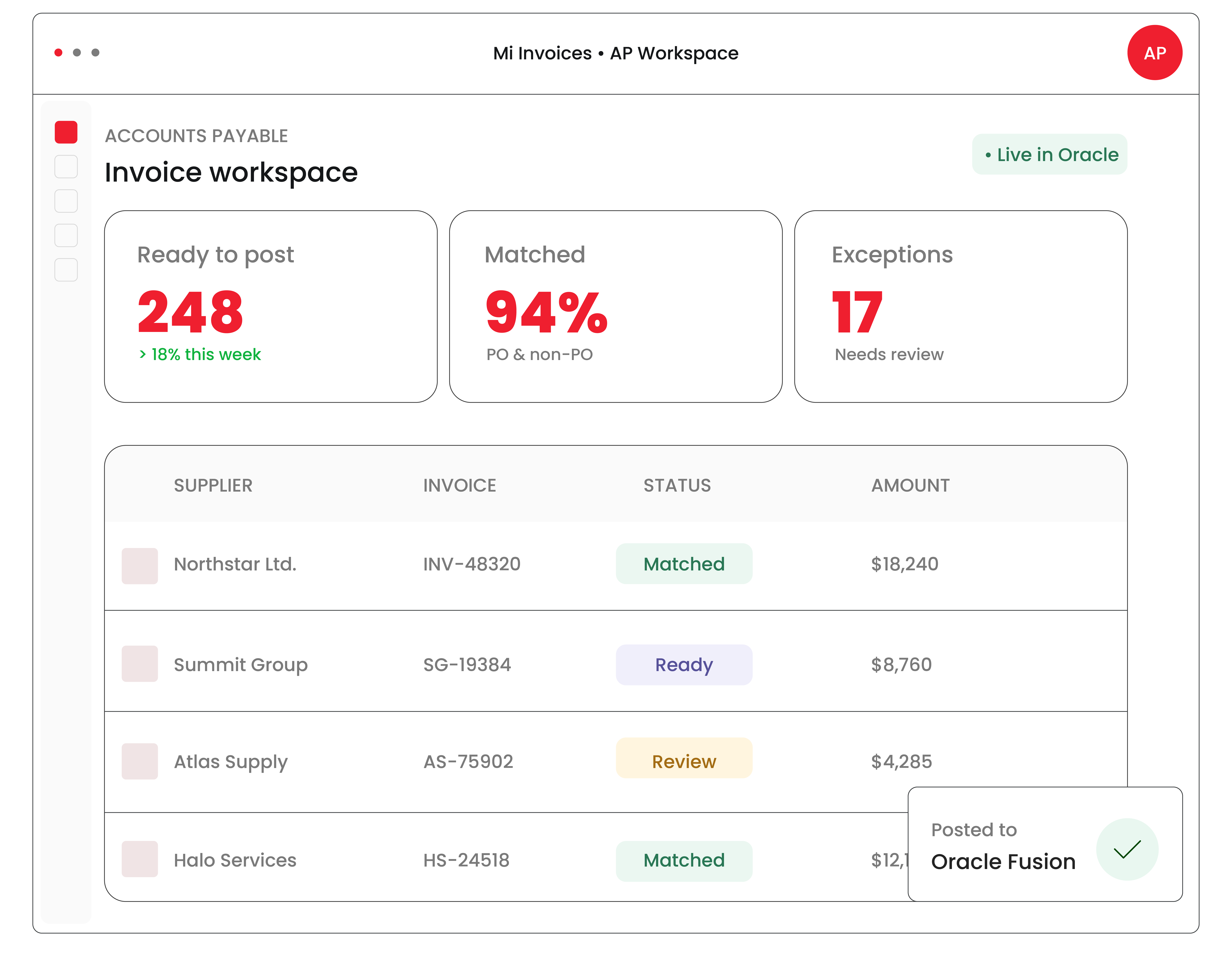Mi Invoices dashboard