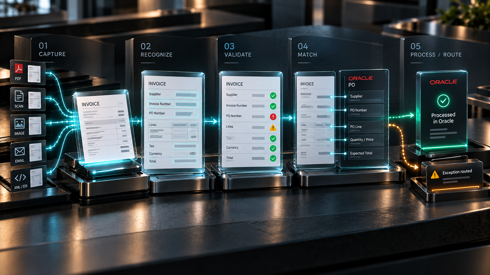 Mi Invoices capture recognise validate match and process pipeline